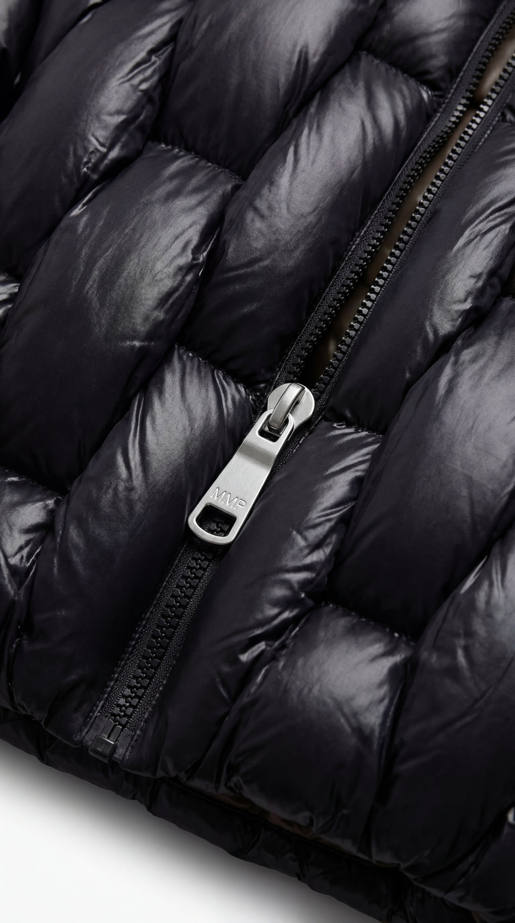 Hooded Puffer Jacket in Black Nylon