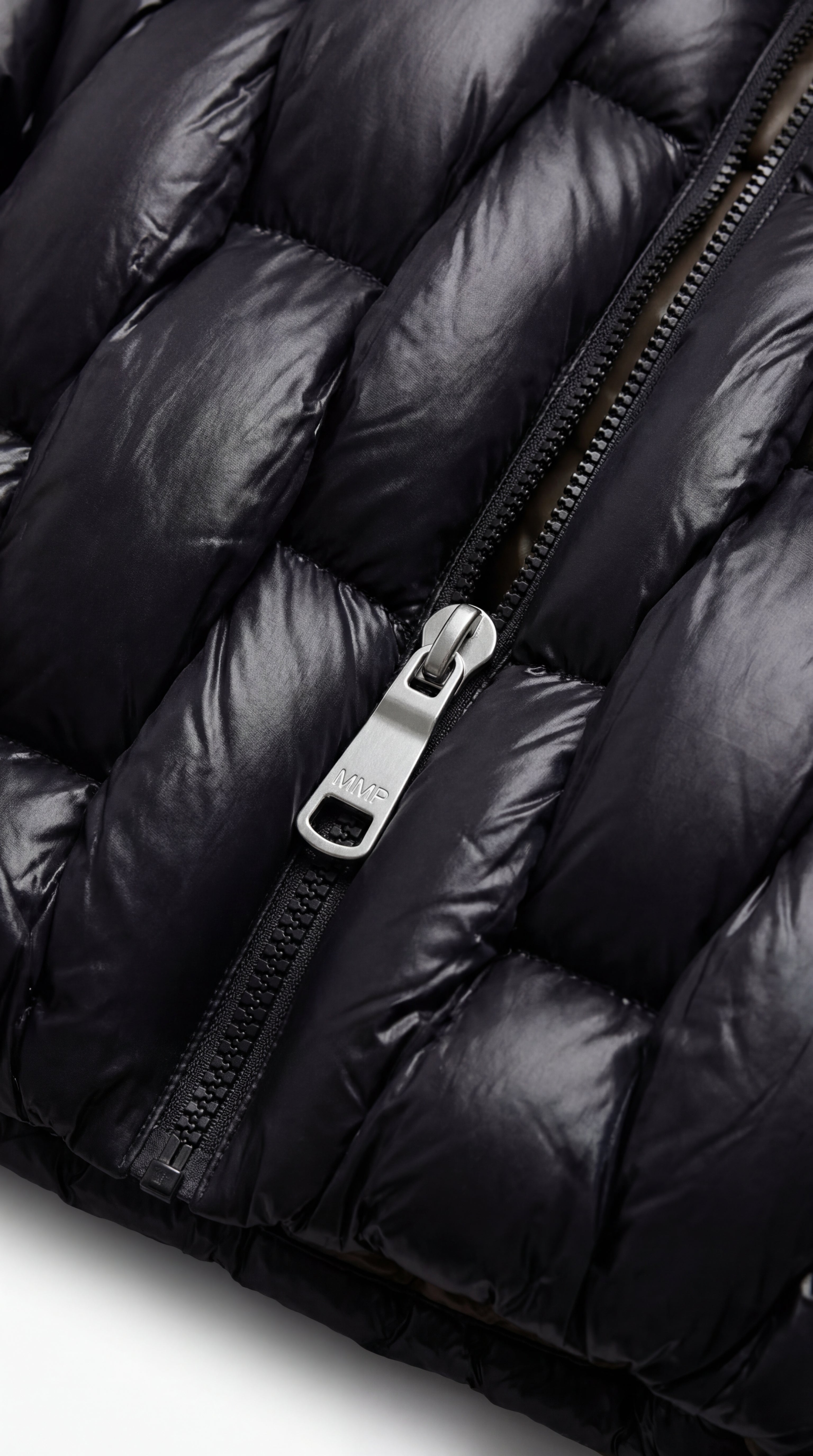 Hooded Puffer Jacket in Black Nylon