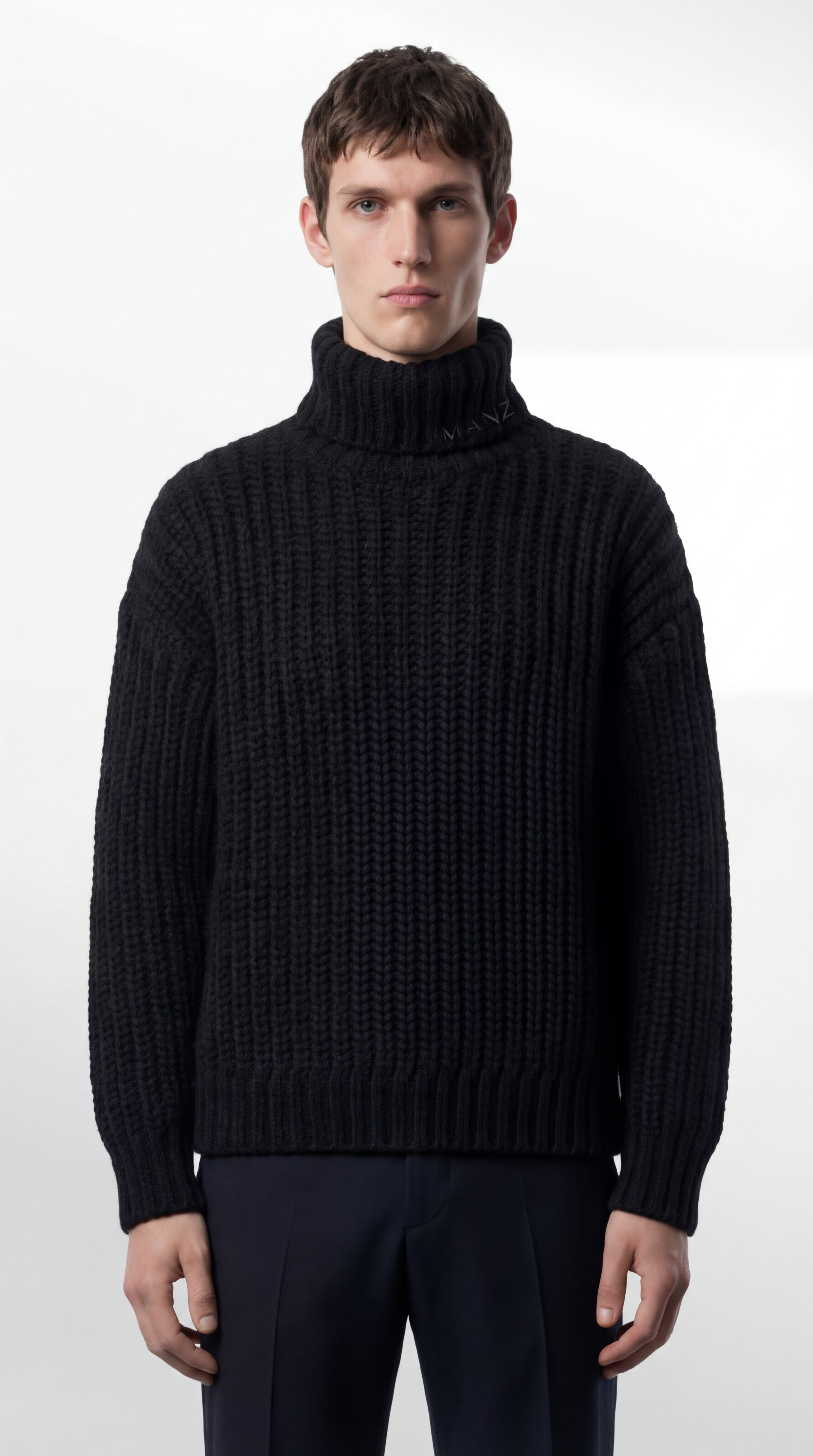 Chunky Ribbed Turtleneck in Wool-Cashmere Blend