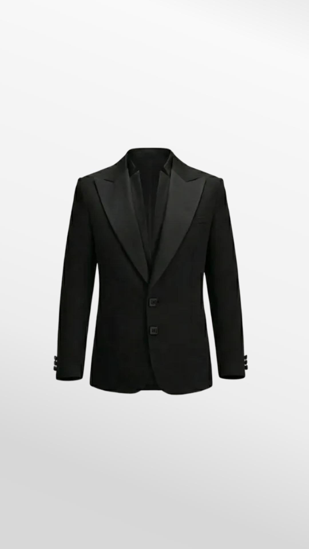 Single-Breasted Tuxedo Blazer in Black Wool