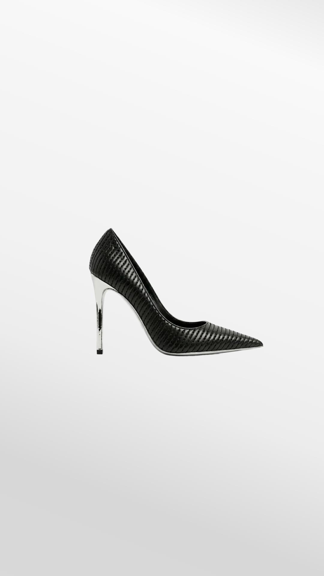 Pointed-Toe Pump With Metal Heel in Quilted Leather