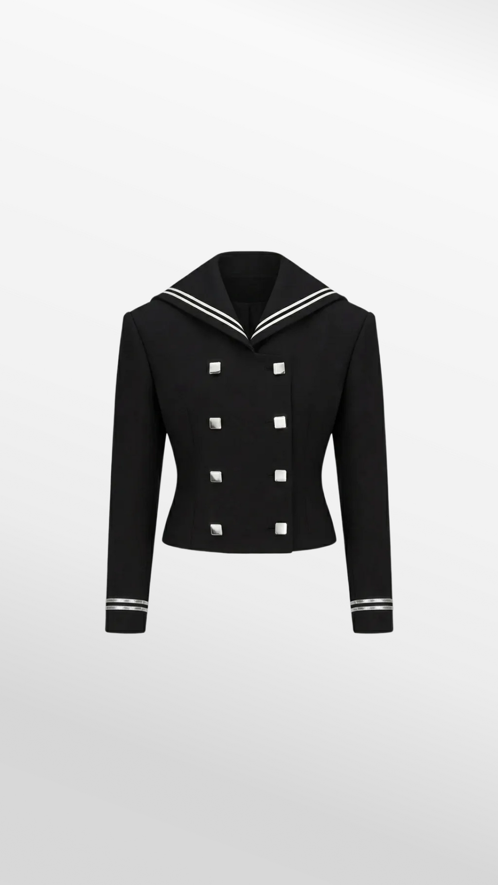 Double-Breasted Sailor Blazer With Silver Hardware in Tailored Wool