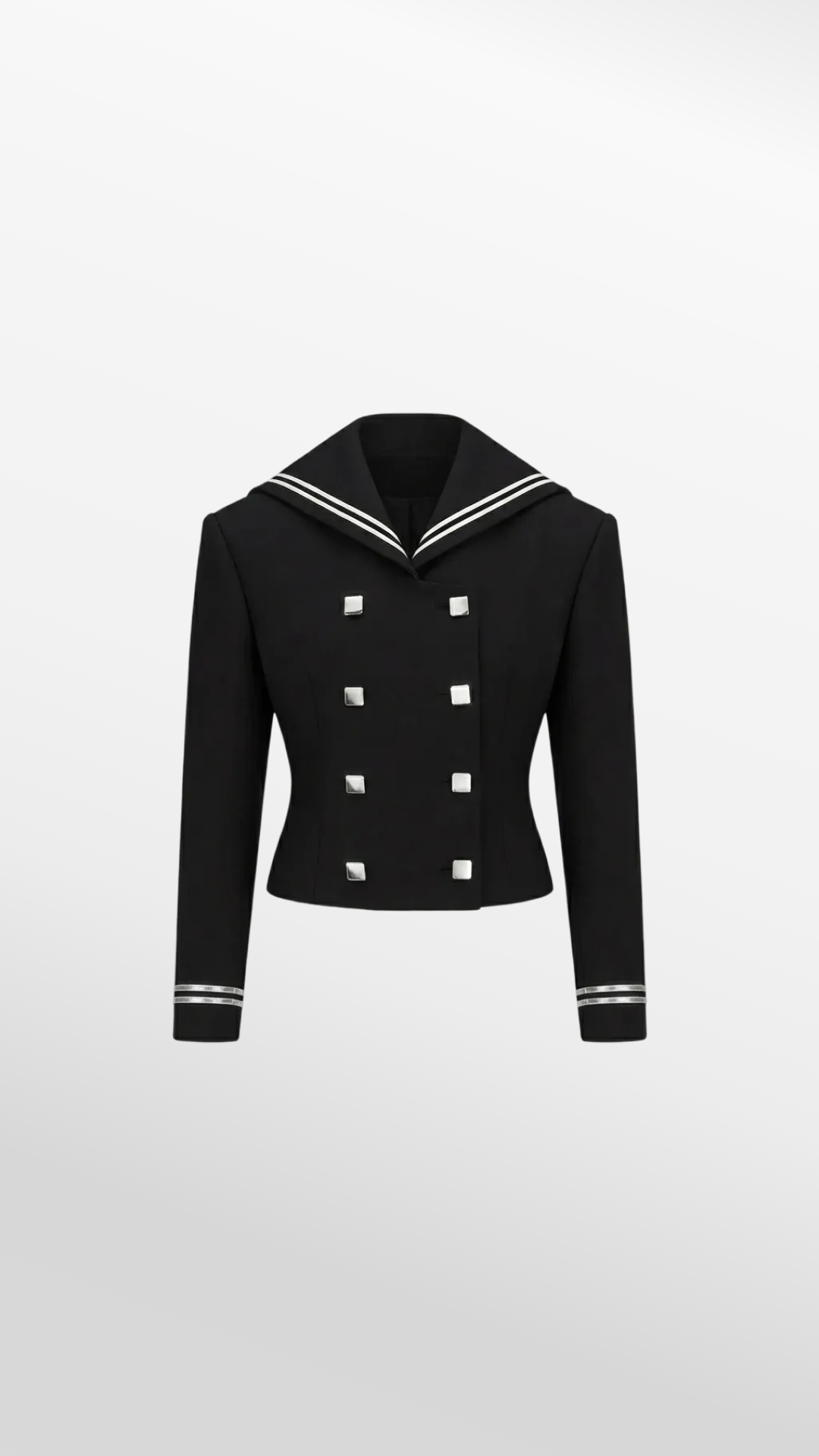 Double-Breasted Sailor Blazer With Silver Hardware in Tailored Wool