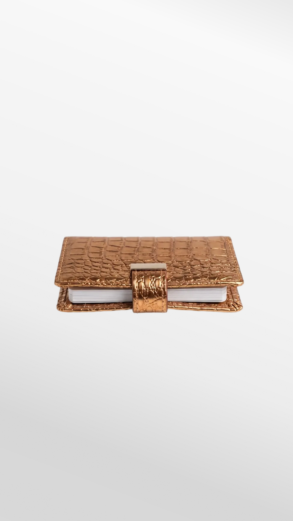 Croc-Embossed Card Holder in Cognac Leather