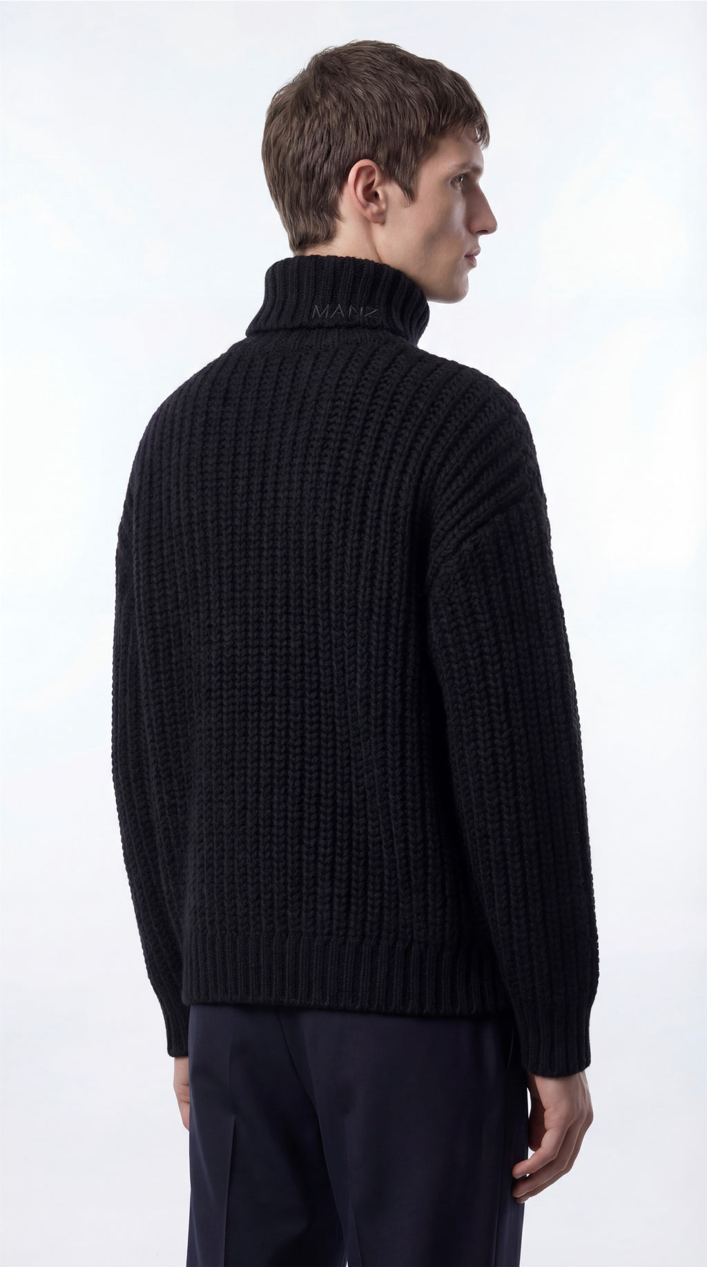 Chunky Ribbed Turtleneck in Wool-Cashmere Blend
