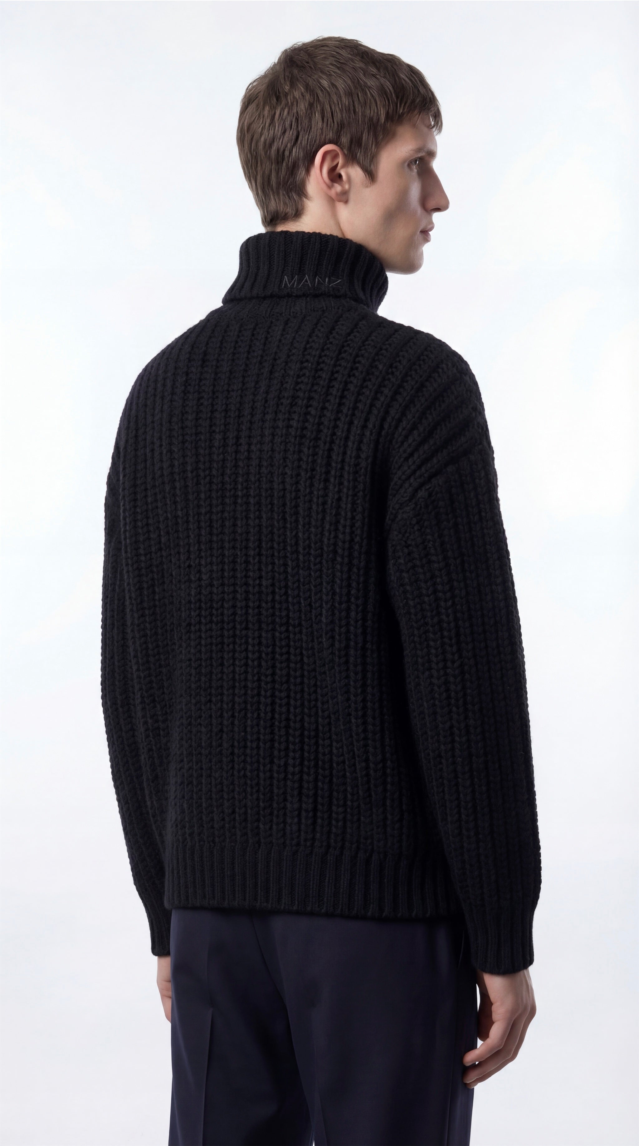 Chunky Ribbed Turtleneck in Wool-Cashmere Blend